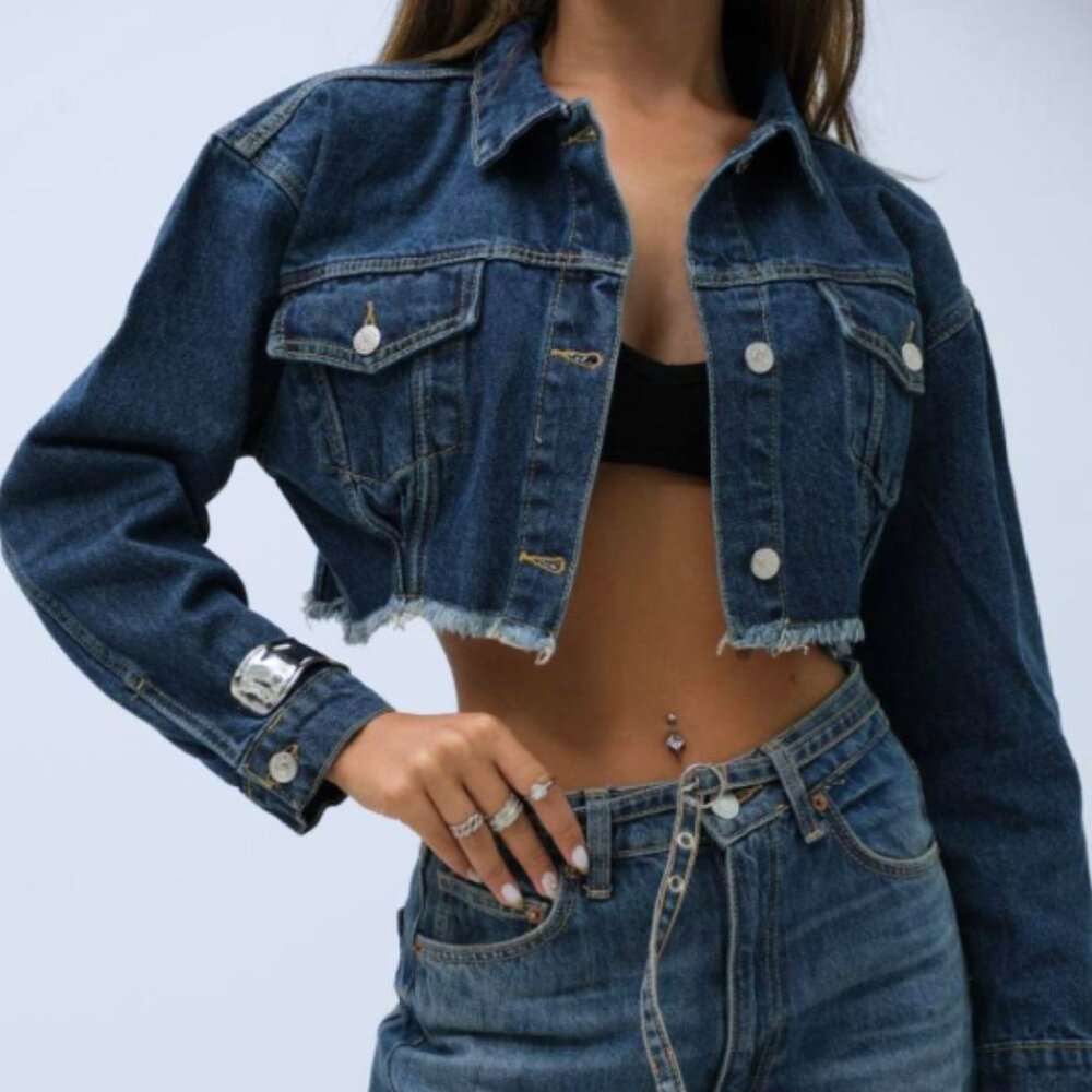 wild fable cropped jean denim jacket | womens jackets outerwear